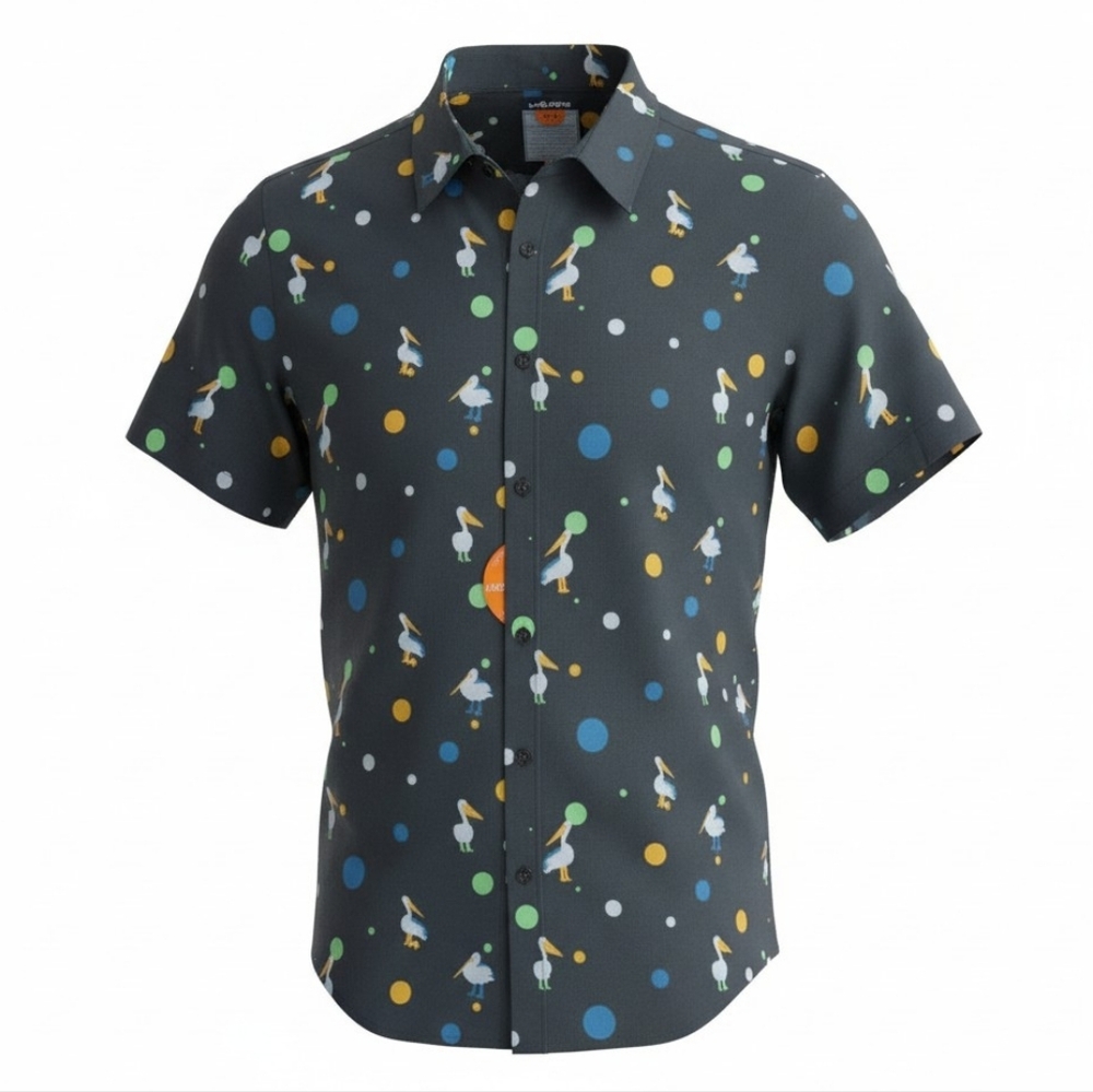 Ambsn Goose Short Sleeve Button Up Shirt Size Medium